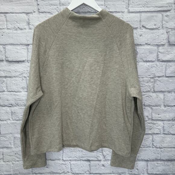 Bobi Tomlinson Mock Neck Top Shirt Oatmeal Beige Size XL Raglan Sleeves New - Picture 6 of 6